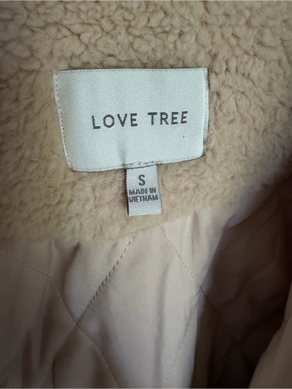 Love Tree Beige Teddy Sherpa Jacket with Corduroy Trim - Picture 7 of 10